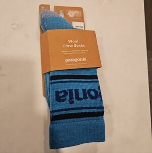 Patagonia Wool Crew Hiking Socks Blue - Unisex Size L